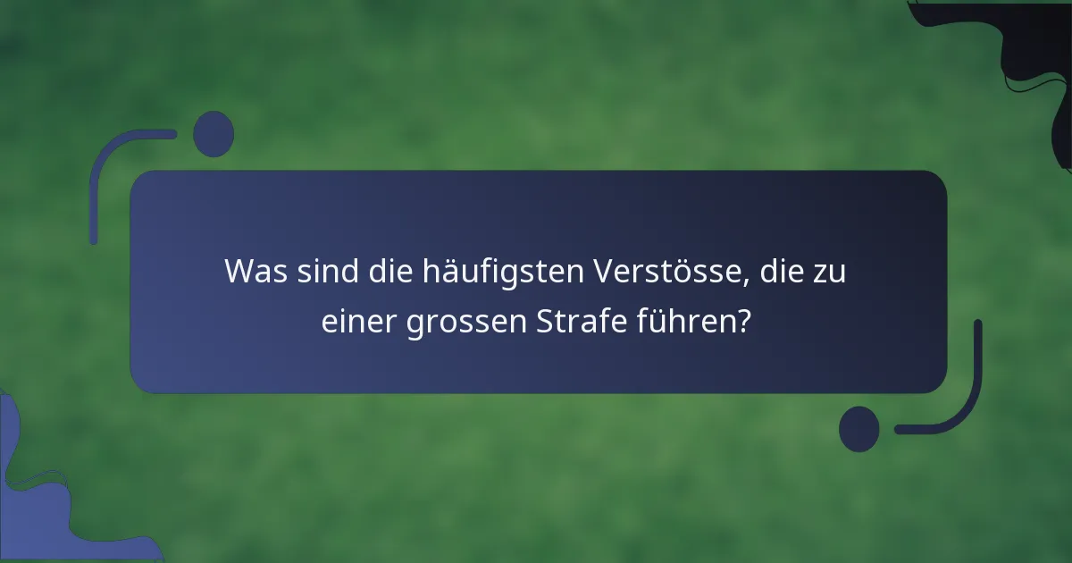 Was sind die häufigsten Verstösse, die zu einer grossen Strafe führen?