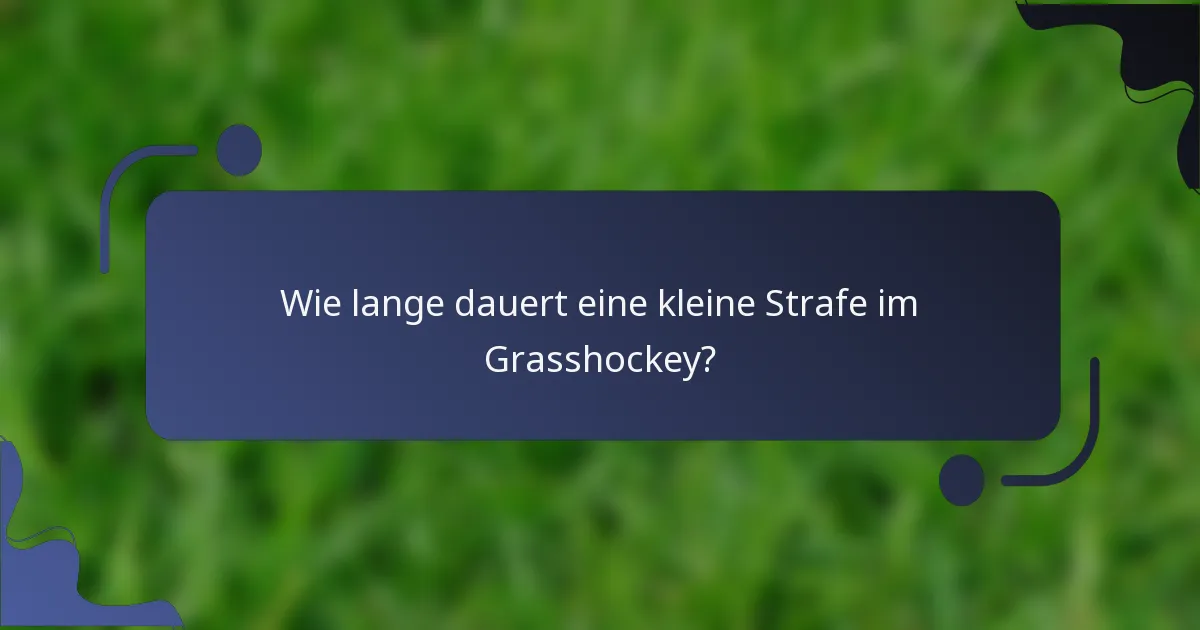 Wie lange dauert eine kleine Strafe im Grasshockey?